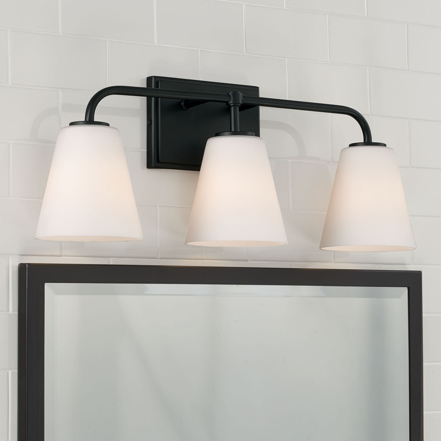 Misty 3 Light Frosted Dimmable Vanity Light, Matte Black