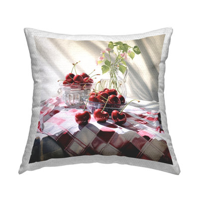 Fruits & Florals Still Life Outdoor Printed Pillow by RB
