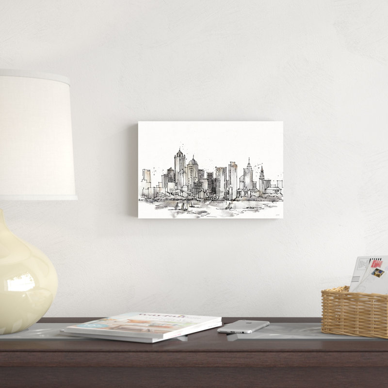 «Skyline Sketches III No Words Flowers Crop» par Anne Tavoletti - peinture sur toile tendue, H 8 po x l 12 po