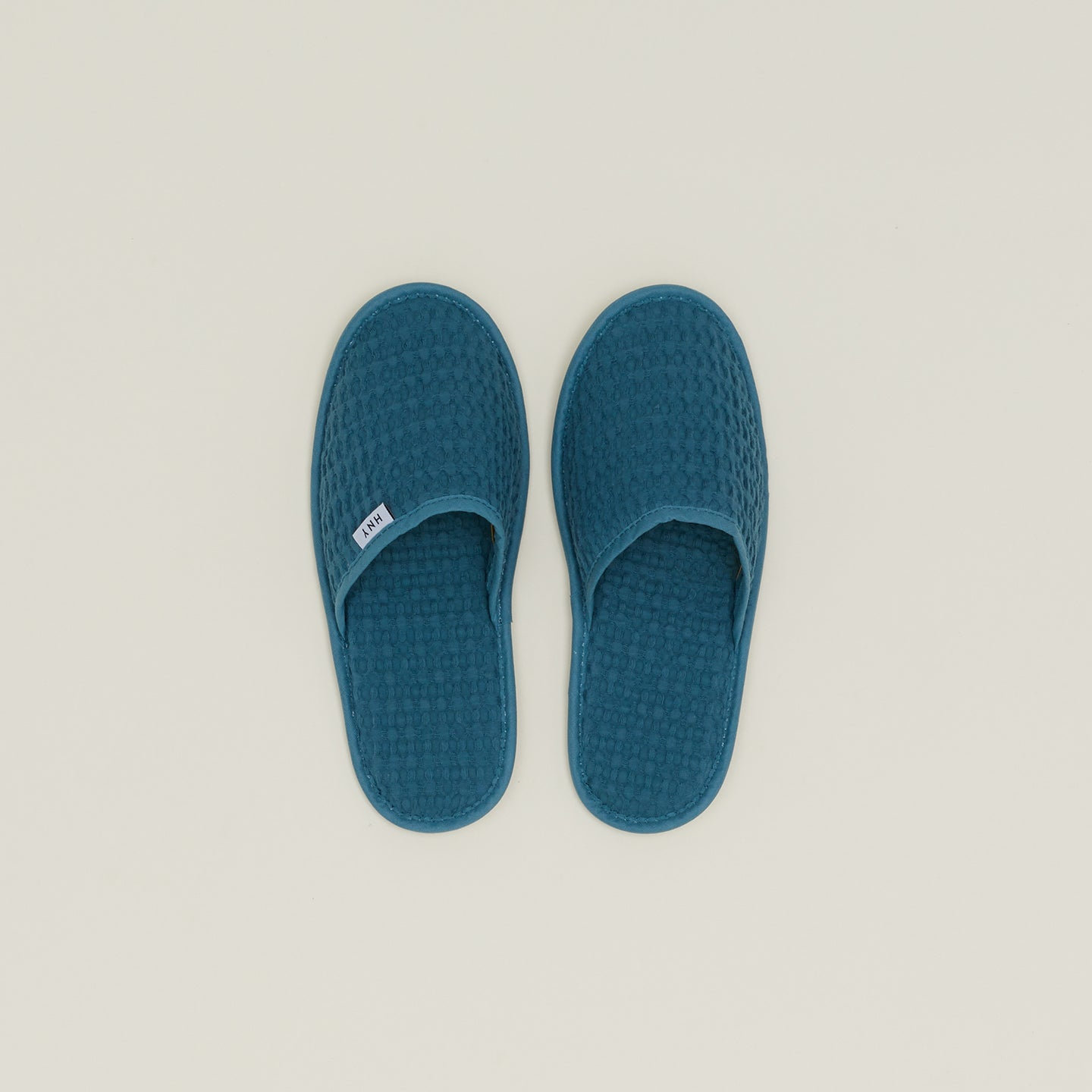 Simple Cotton Waffle Slippers, Large, Peacock
