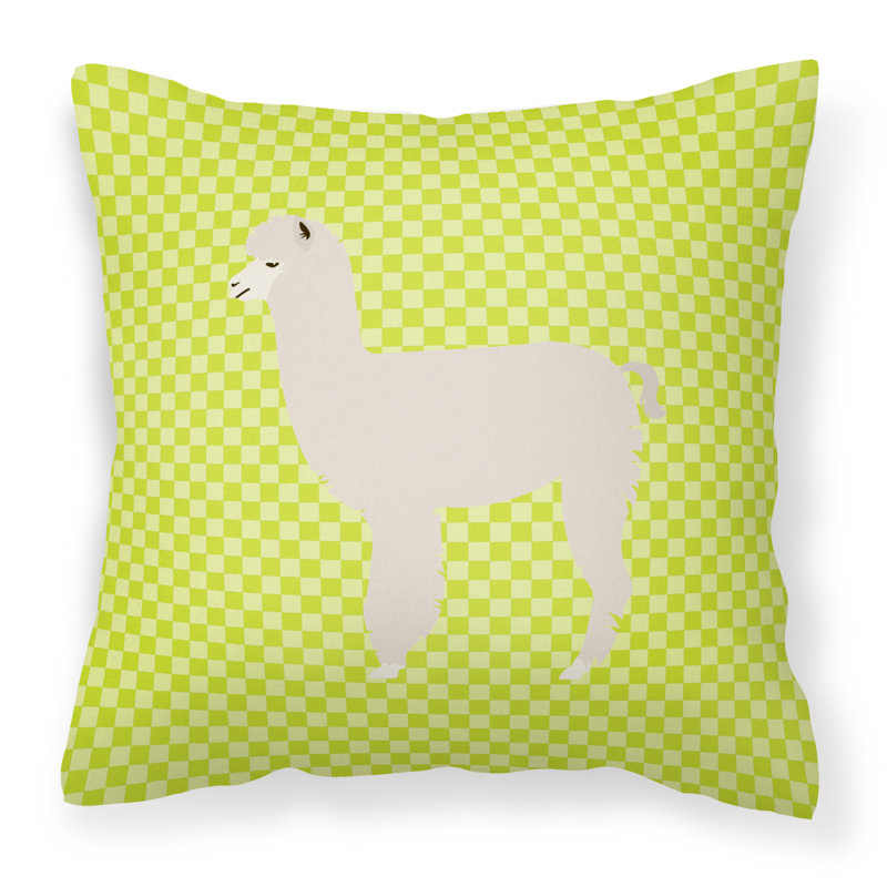 Coussin décoratif extérieur à carreaux alpaca, Vert, 18 po x 18 po