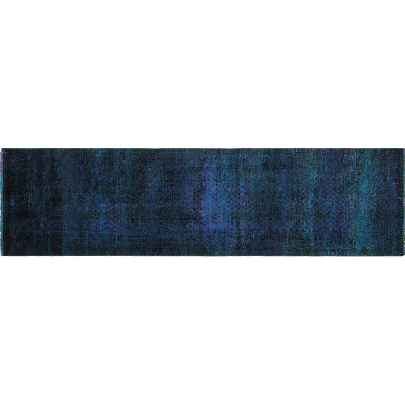 Tapis de laine à chemin de table 3' x 11'3" one-of-kind main-noué la 1980 mauve Elita