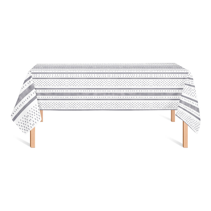 Collete Striped Tablecloth, Dark Gray