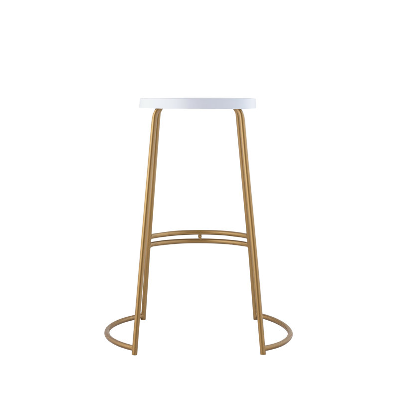 Menadevi Counter Stool with Metal Frame, White/Gold