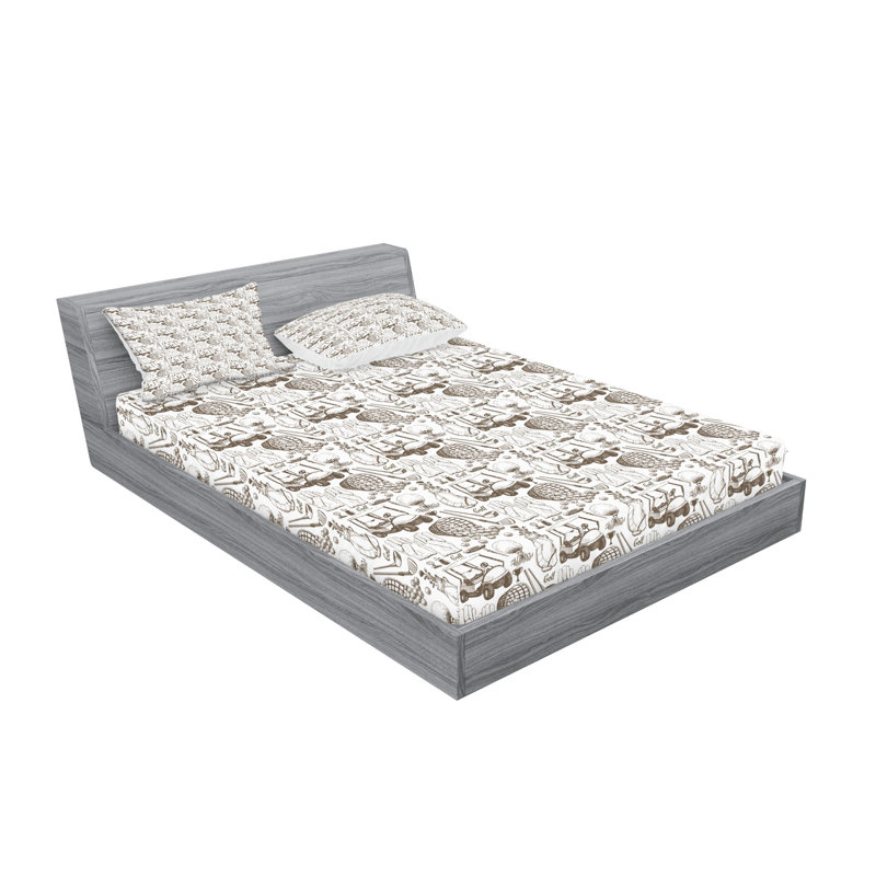 Ensemble de draps et taies décoratives Ambesonne Golf, blanc cacao, Ensemble de draps pour lit double avec 4 taies d'o
