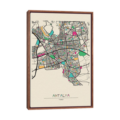 Antalya, Turkey Map by Ayse Deniz Akerman - Print on Canvas