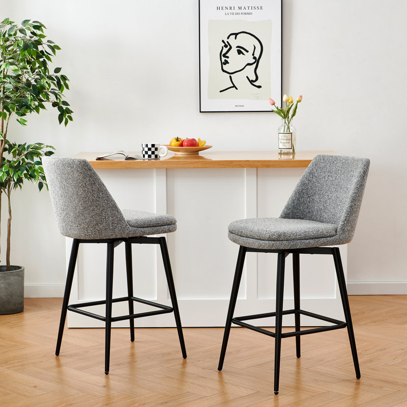 Tabouret Betzalel, Gris, Tabouret de comptoir (siège d'une hauteur de 27 p