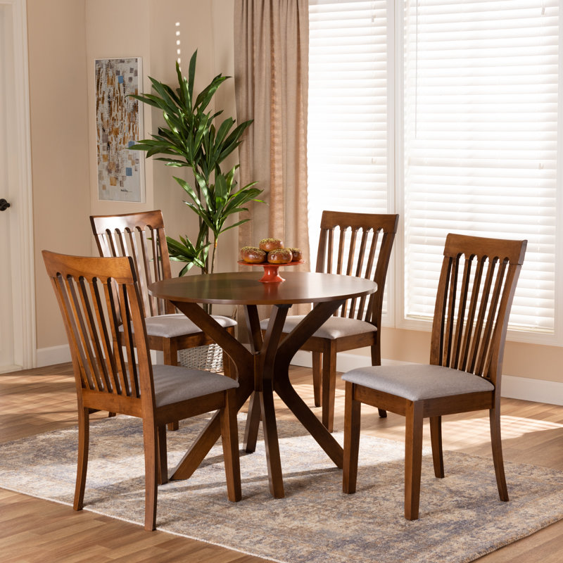 Etibar 4 - Person Solid Wood Top Pedestal Dining Set