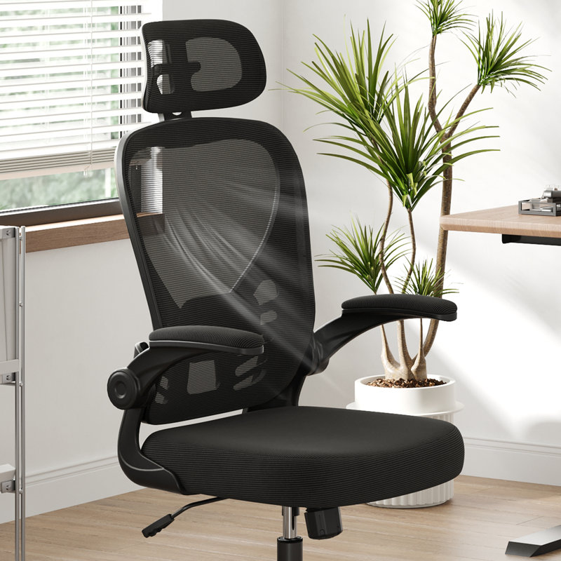 Eleonor Mesh Office Chair with Headrest, Black/Black