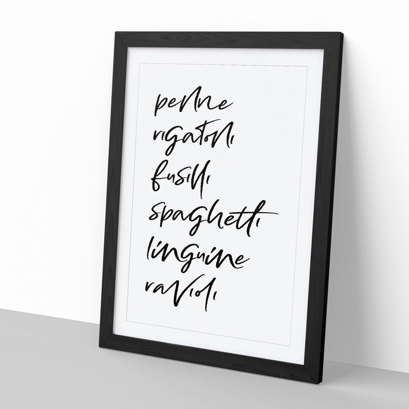 Pasta - Framed Print, Black Framed, 90cm H x 65cm W x 2cm D
