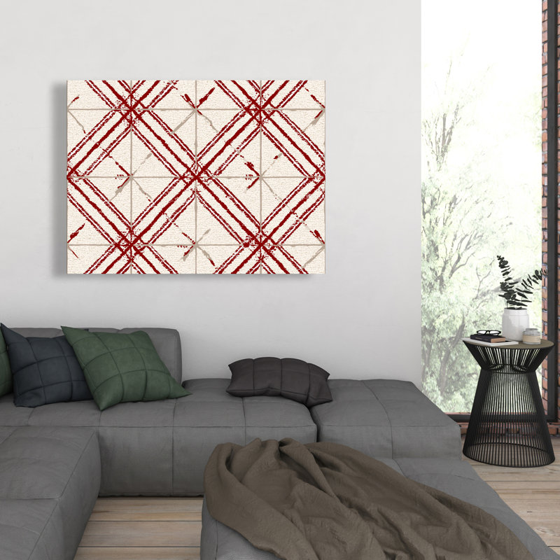 Motif de lignes rouges sur toile - Décoration murale élégante
