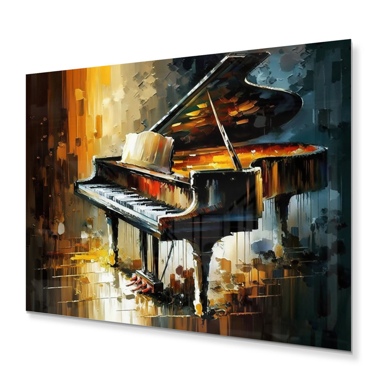 Piano sur scène - musique murale en métal, H 34 po x l 44 po