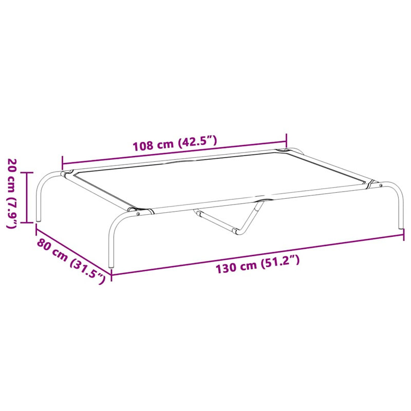 Oxford Fabric Pet Bed, Black, 20cm H x 130cm W x 80cm D