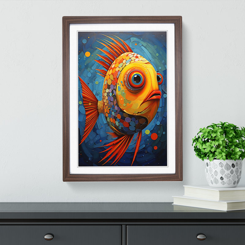 Fish Expressionism No.2 - Framed Print, Walnut, 34cm H x 25cm W x 2cm D