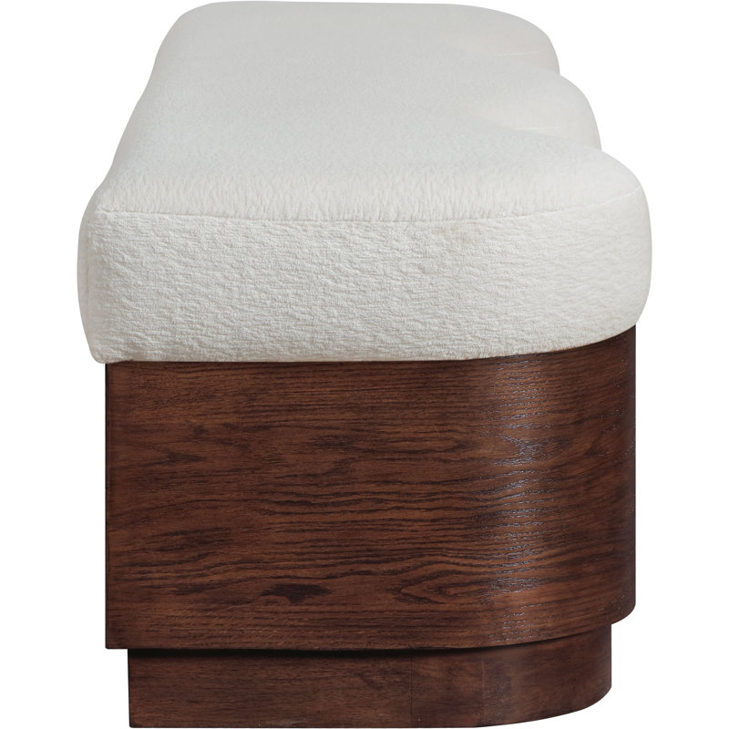 Savoy Mariaclara Velour Fur Fabric Bench, Cream Velour Fabric, Brown