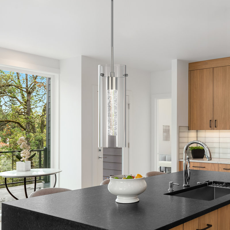 Frontis Light Brushed Nickel LED Cylinder Pendant, 1 Light, 6500K, Brushed Nickel