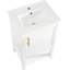Meuble-lavabo blanc de 20 po avec lavabo, porte d'armoire à fermeture douce, support de rangement et tablette ouverte, bois massif, style moderne pour les petites salles de bain