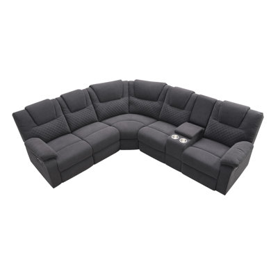 Abinsa Velvet Reclining L-Shaped Sectional Symmetrical