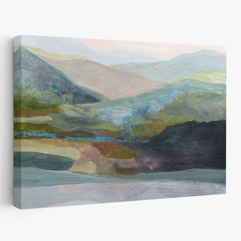 Misty Morning - Paysages, ensembles de montagnes, art bleu, H 24 po x l 16 po