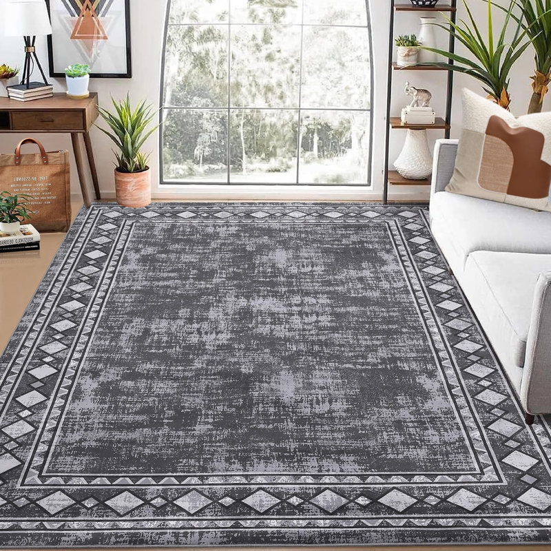 Area Rugs Modern Area Rug Non-Slip Washable Rugs Carpet Rugs for Living RoomBedroomDining Room, Gray, Rectangle 5' x 7'
