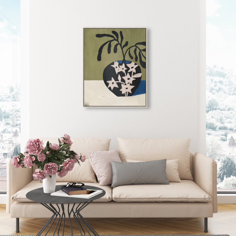 Olive Branch Vase Print by Oliver Gal, 21"H x 17"W, Silver Floater Frame