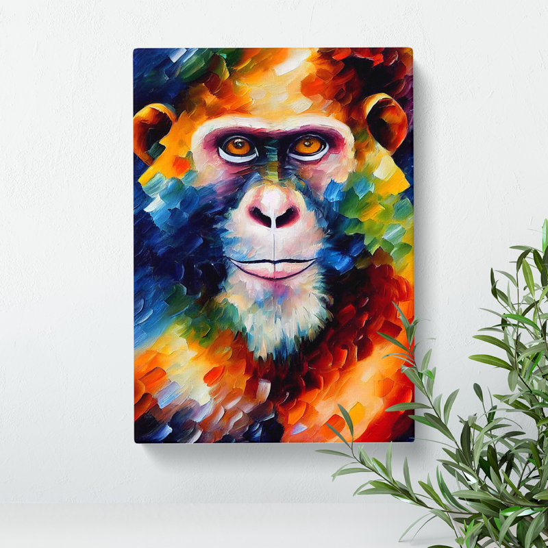 Monkey Portrait No.4 - Wrapped Canvas, 60cm H x 40cm W x 3cm D