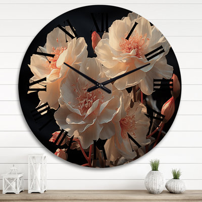 Horloge murale surdimensionnée en bois Carnations Field II