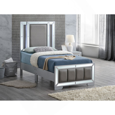 Twin Bed (Mattress Not Included), Silver