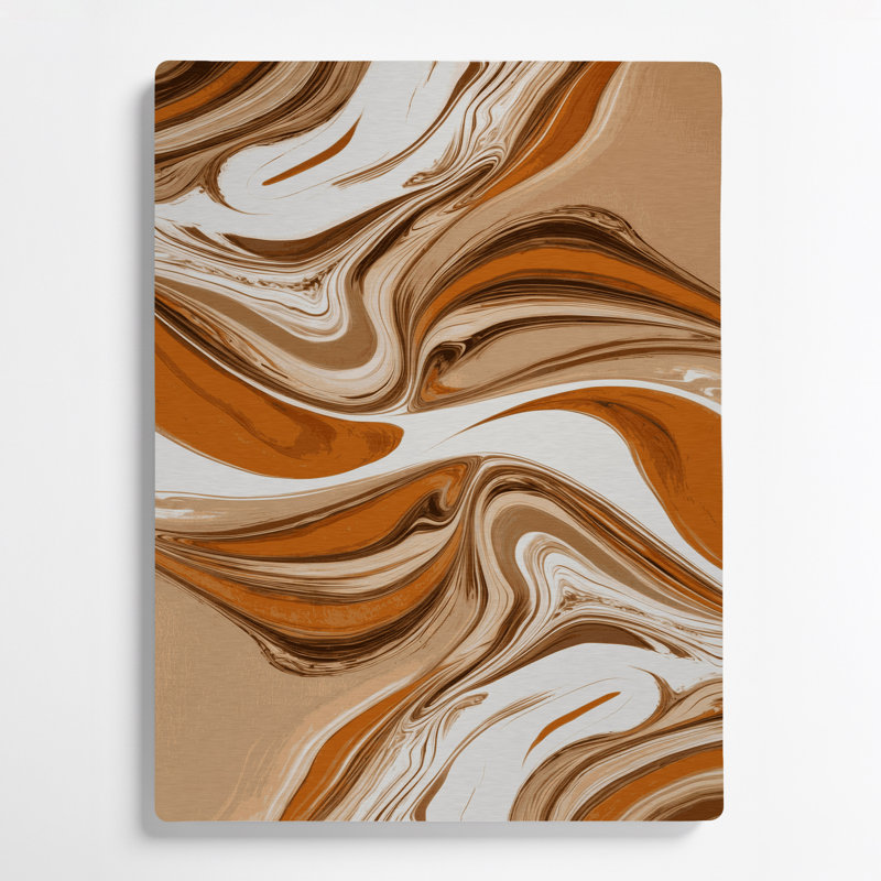 Art abstrait abstrait en métal brun 17, H 24 po x l 36 po