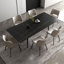 Ensemble de salle à manger 11 pièces moderne et extensible, table 94,5 po aspect marbre noir avec 10 chaises rembourrées grises, pieds fuselés-1595760714-1595760715