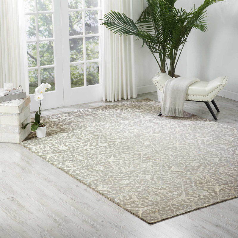 Hyeon Viscose Damask Indoor Rug, Rectangle 7'6" x 10'6"