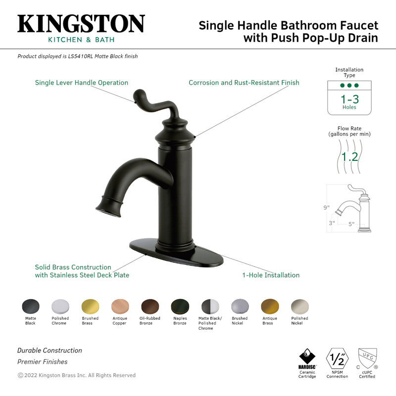 Royale Brushed Brass Single-Handle Bathroom Faucet