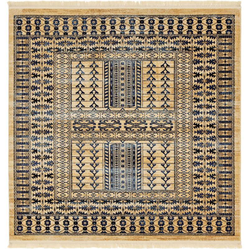 Tapis oriental beige Angeliya, Carré 8 pi