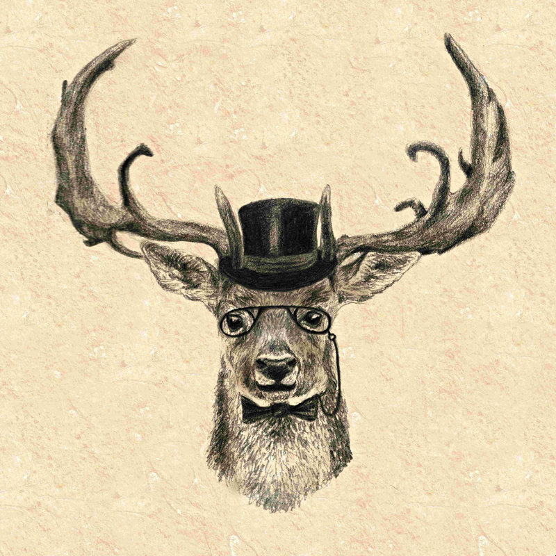 " Mr Deer " by Anna Tityushina, 12" H x 12" W  , No, Wrapped Canvas
