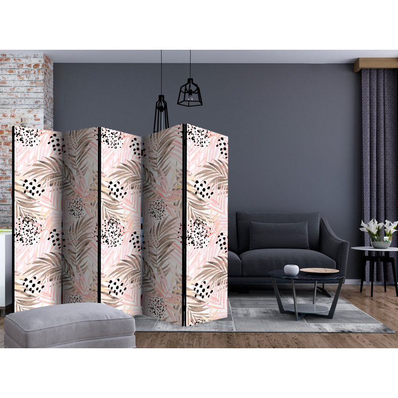 225cm W x 172cm H 5 - Panel Wood Folding Room Divider