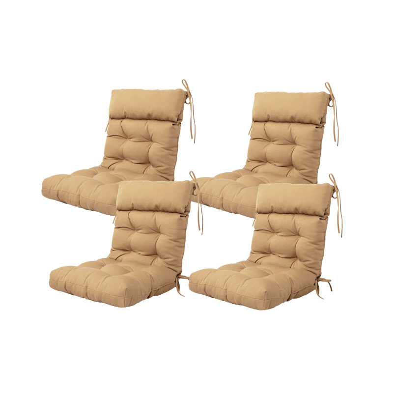 Outdoor/Indoor 3.5“ Dining Chair Seat Back Cushion, Light Brown Polyester/Polyester Blend