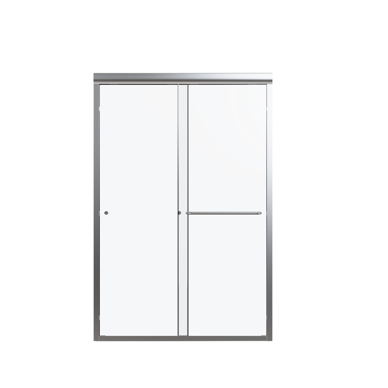 44"-48"W*72" H Semi-Frameless Double Sliding Shower Door, Bypass Shower Door, 1/4" (6Mm) Thick SGCC Tempered Glass Door