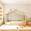 Structure de lit double en bois pleine grandeur avec clôture-124917443-124917447