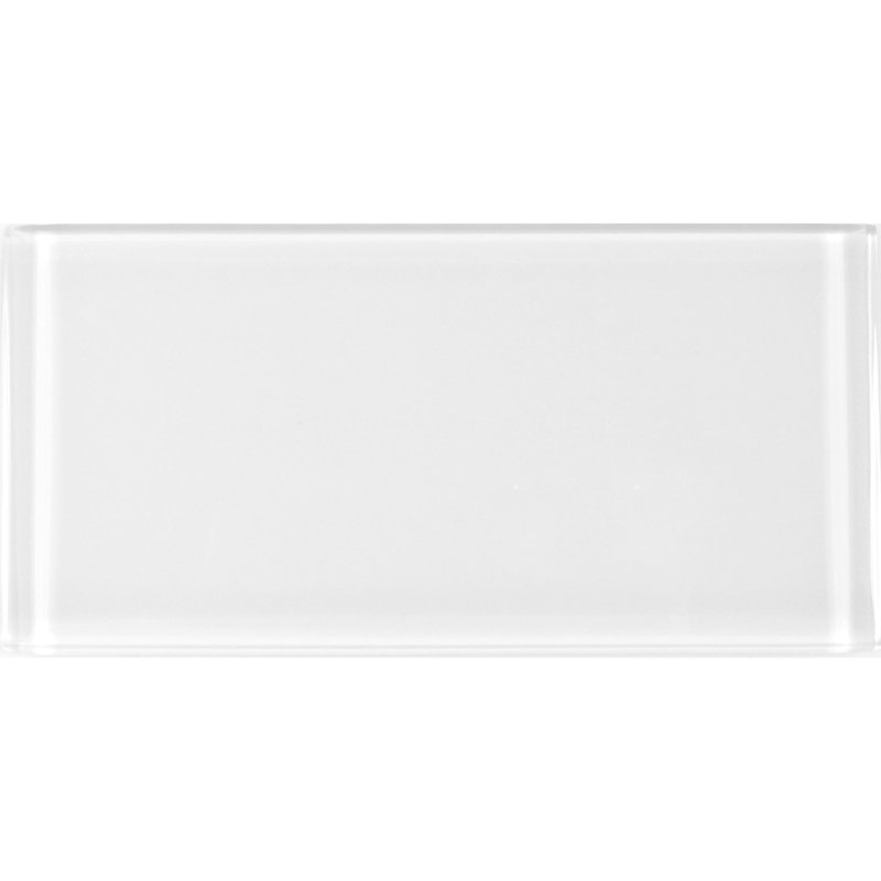 Metro 3 in. x 6 in. Glass Straight Edge Subway Wall & Pool Tile, Snow White