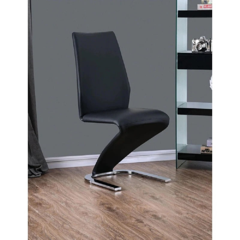 Chaise de salle à manger en similicuir 2 pièces, Noir, Noir