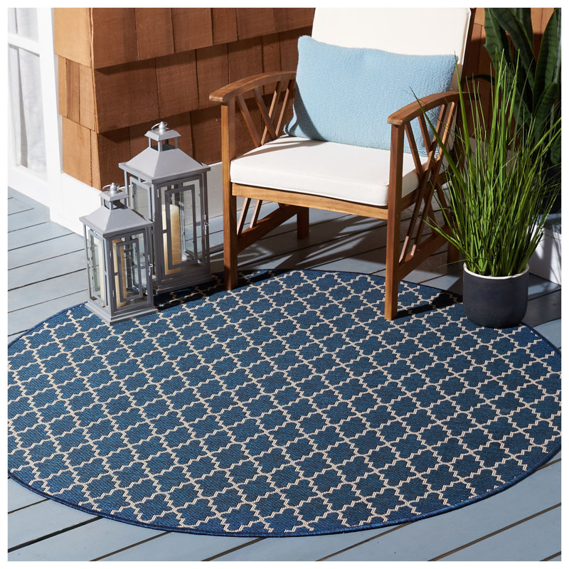 Herefordshire Performance Geometric Indoor/Outdoor Area Rug, Round 7'1