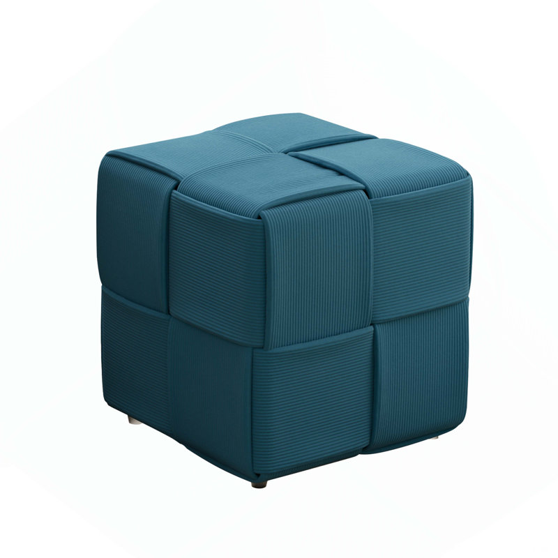 Repose-pieds repose-pieds carré en velours côtelé, Blue, Blue