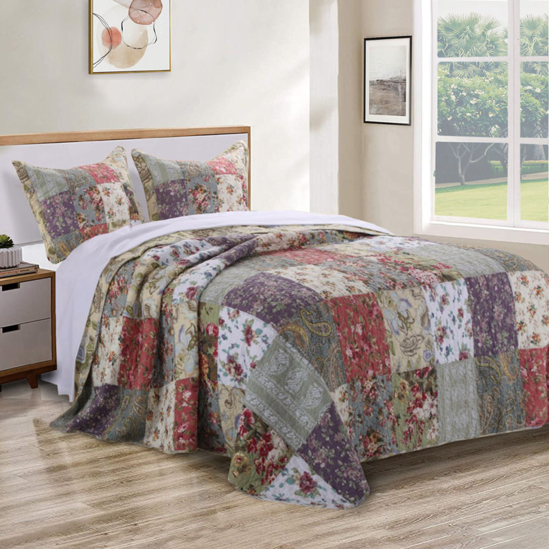 Chicago Multicolor 3 Piece Bedspread Set, Full/Double Bedspread + 2 Shams