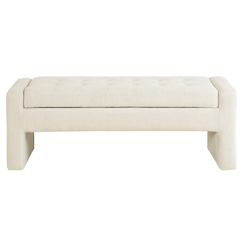Siège de rangement rembourré avec capitonnage à boutons et banc pratique à fermeture douce en crème pour la décoration intérieure