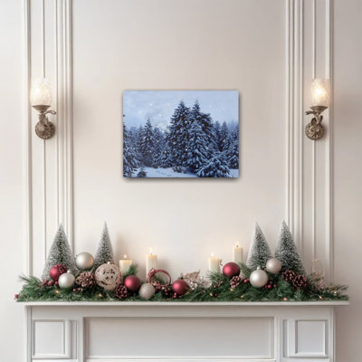 Art mural lumineux à piles - Snowy Pines