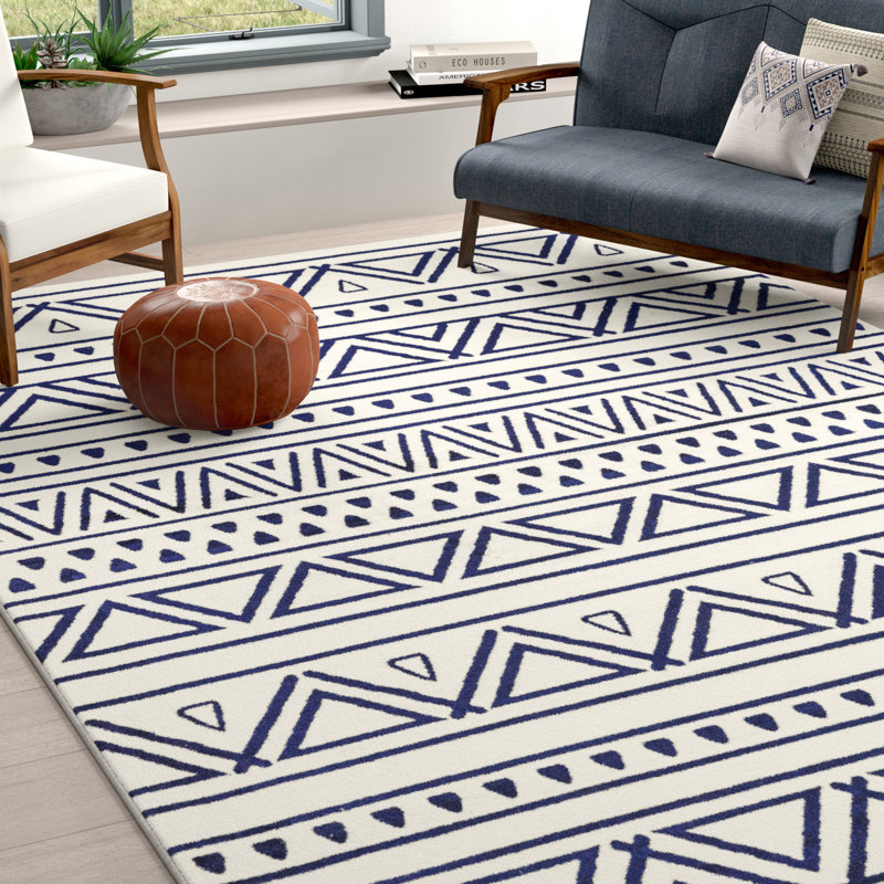 Tapis tribal Annia pour salon, salle à manger, cuisine et salle à manger, Rectangle 6 pi 7 po x 9 pi