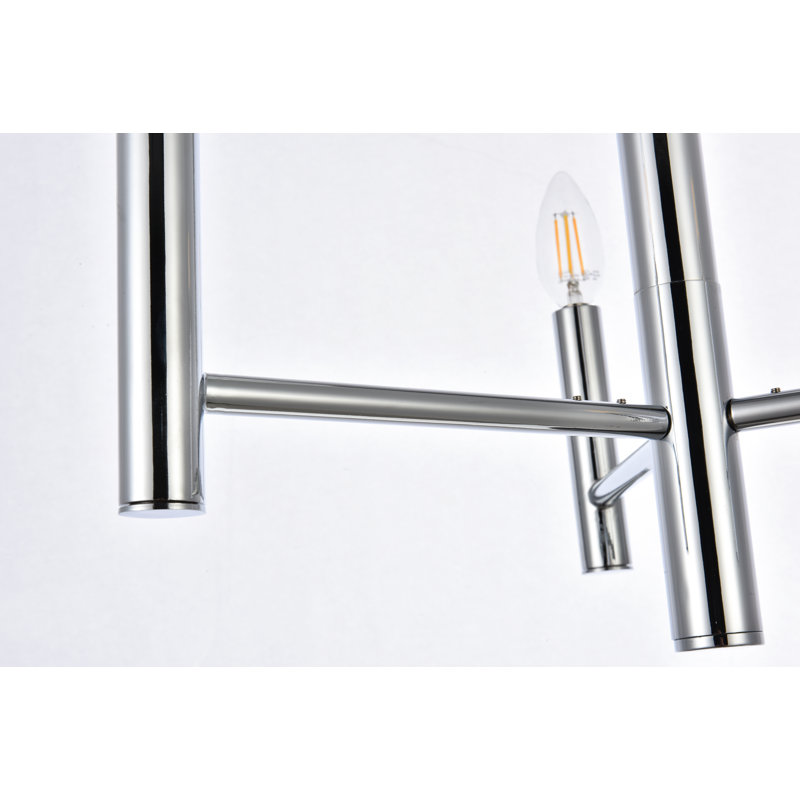 Luminaire suspendu géométrique unique Cartell, Chrome, H 14,9 po x l 17 po x P 17 po, 3 lumières