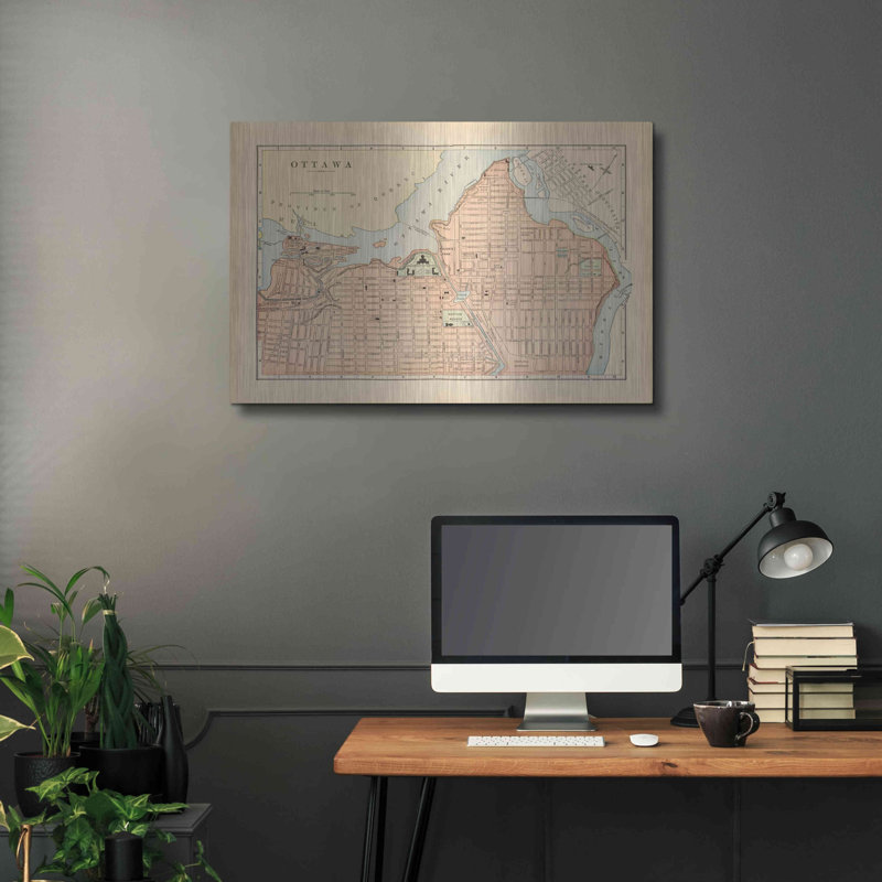 «Map of Ottawa» par Wild Apple Portfolio, art mural en métal, H 24 po x l 36 po