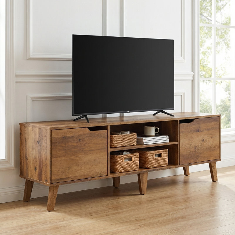 TV Stand For TVs Up To 65", Honey Brown