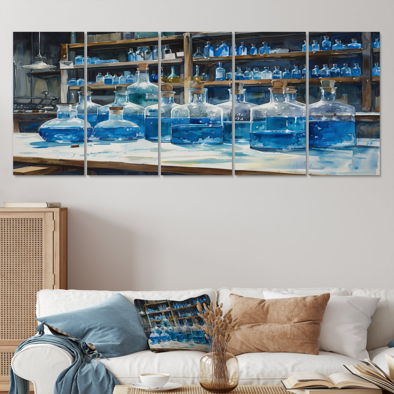 Ensemble d'art sur toile bleu-brun, H 32 po x l 80 po